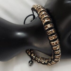 Citrine Yellow Rhinestone Snake Wrap Unique Bling Bracelet Adj